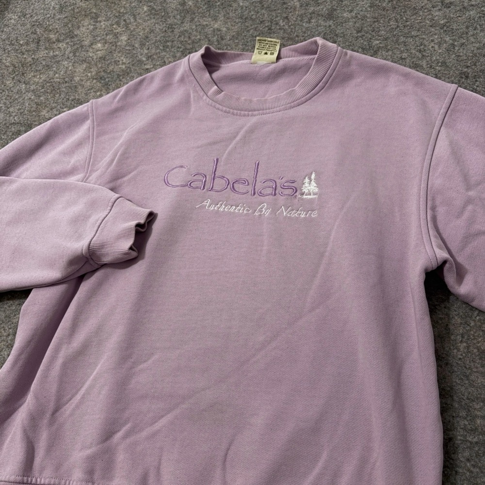Cabelas Authentic By Nature Sweatshirt Womens Large Purple Embroidered Crewneck